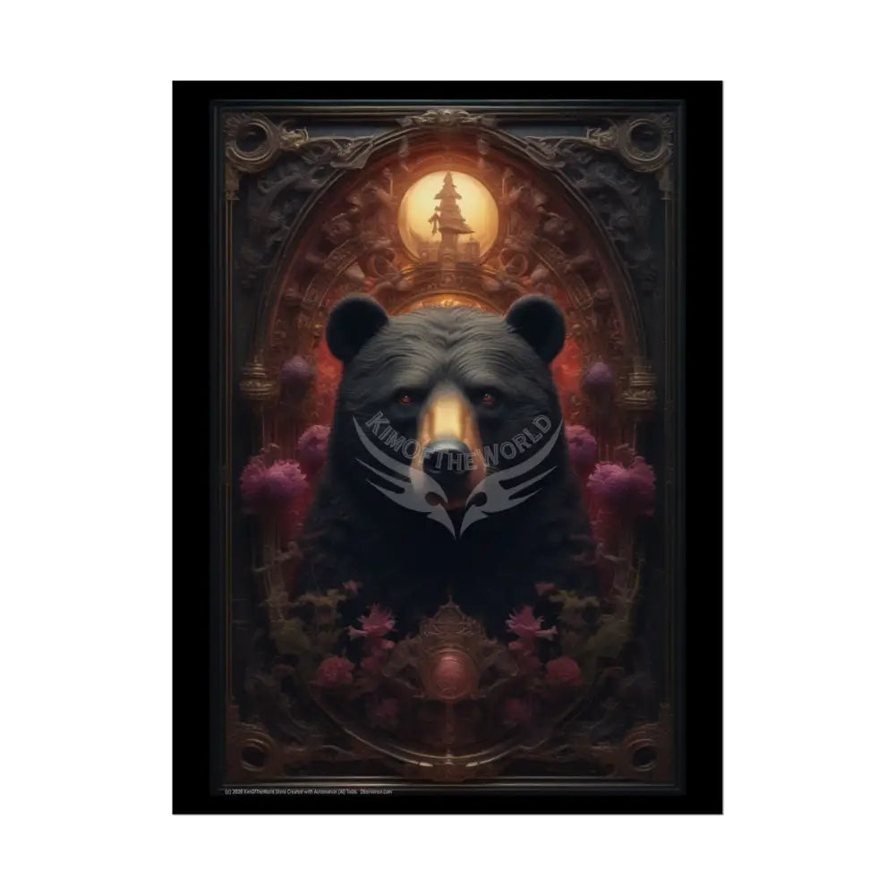 3D Gothic Steampunk Black Bear - Furry Friends Rolled Posters 18″ x 24″ (Vertical) / Semi Glossy Poster