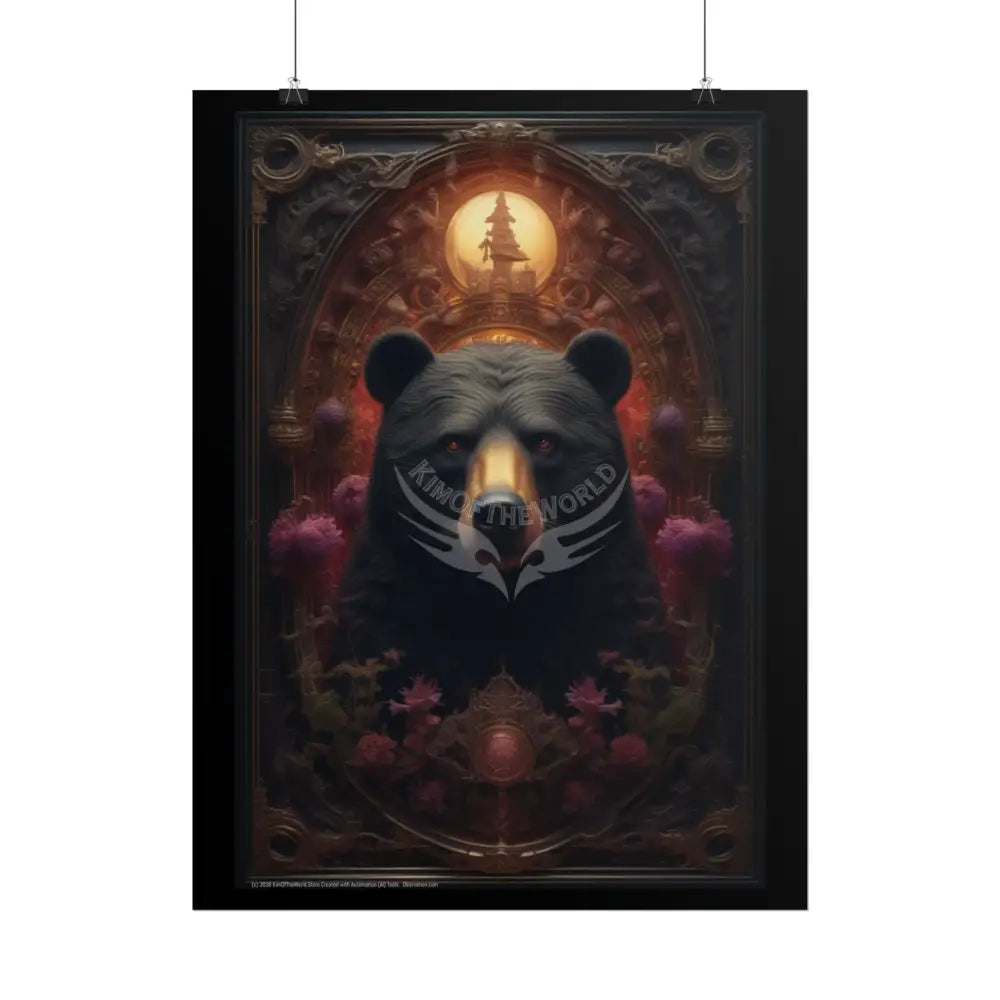 3D Gothic Steampunk Black Bear - Furry Friends Rolled Posters Poster