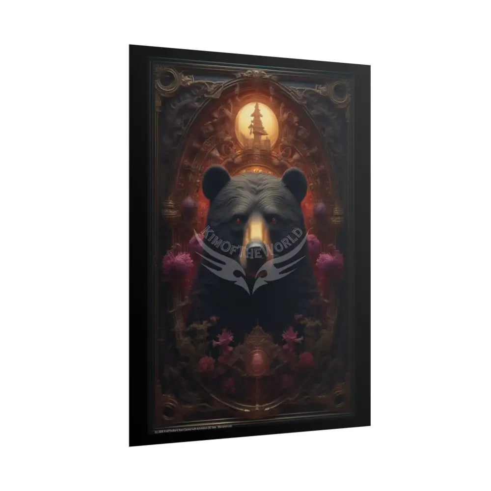 3D Gothic Steampunk Black Bear - Furry Friends Rolled Posters Poster