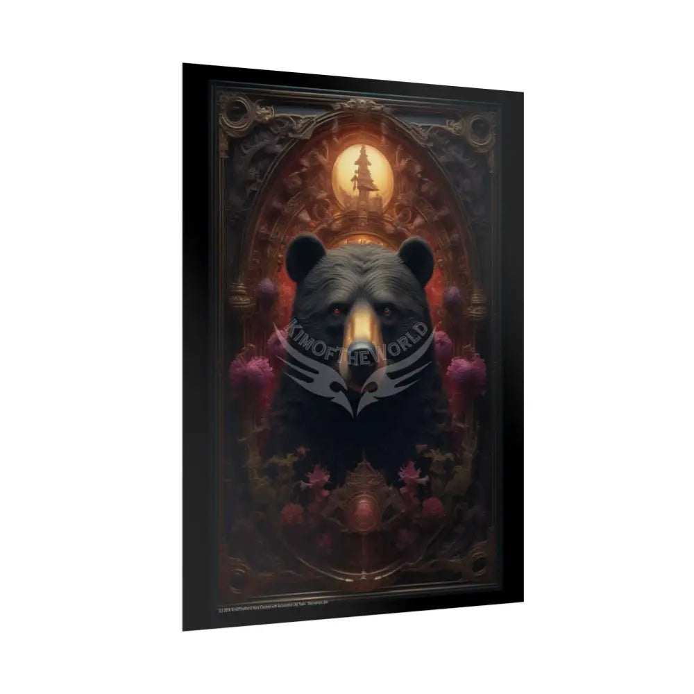 3D Gothic Steampunk Black Bear - Furry Friends Rolled Posters Poster