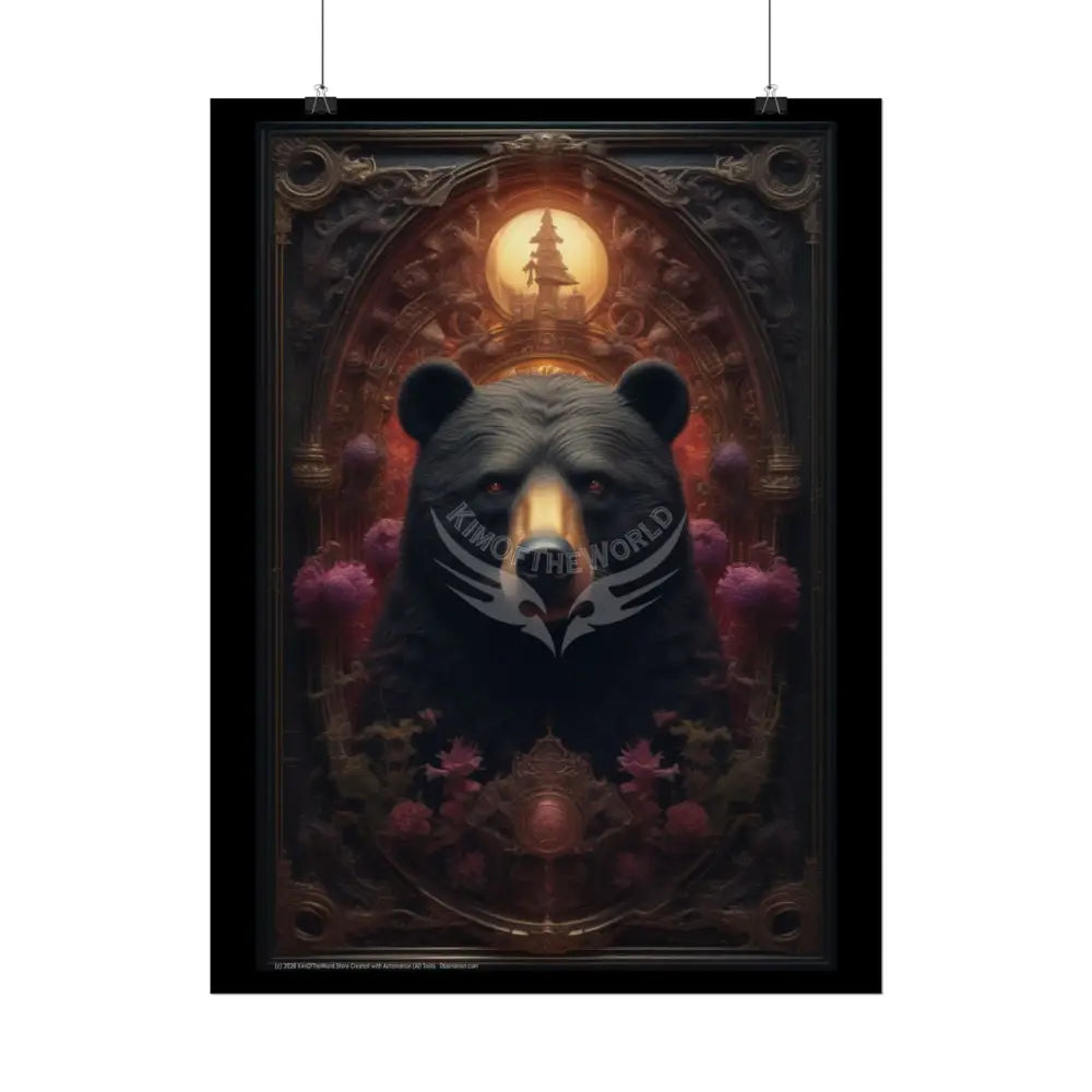 3D Gothic Steampunk Black Bear - Furry Friends Rolled Posters Poster