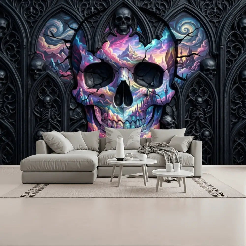 3D Gothic Wall Skull Portal Unpasted Mural Wallpaper 144’’x100’’ 144’’x100’’ Wall Coverings