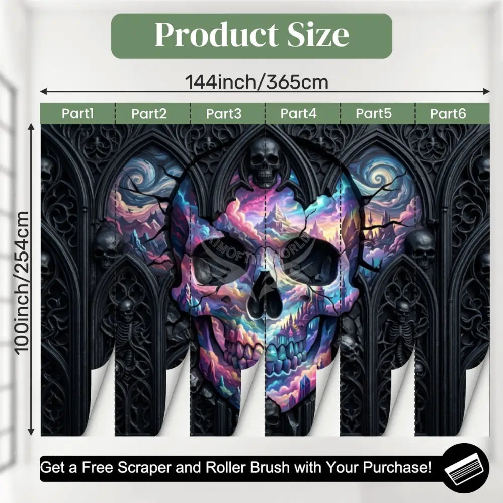 3D Gothic Wall Skull Portal Unpasted Mural Wallpaper 144’’x100’’ 144’’x100’’ Wall Coverings