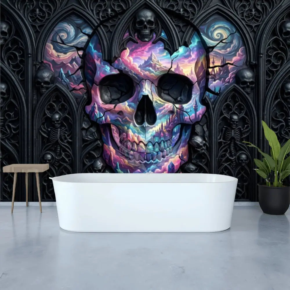 3D Gothic Wall Skull Portal Unpasted Mural Wallpaper 144’’x100’’ 144’’x100’’ Wall Coverings
