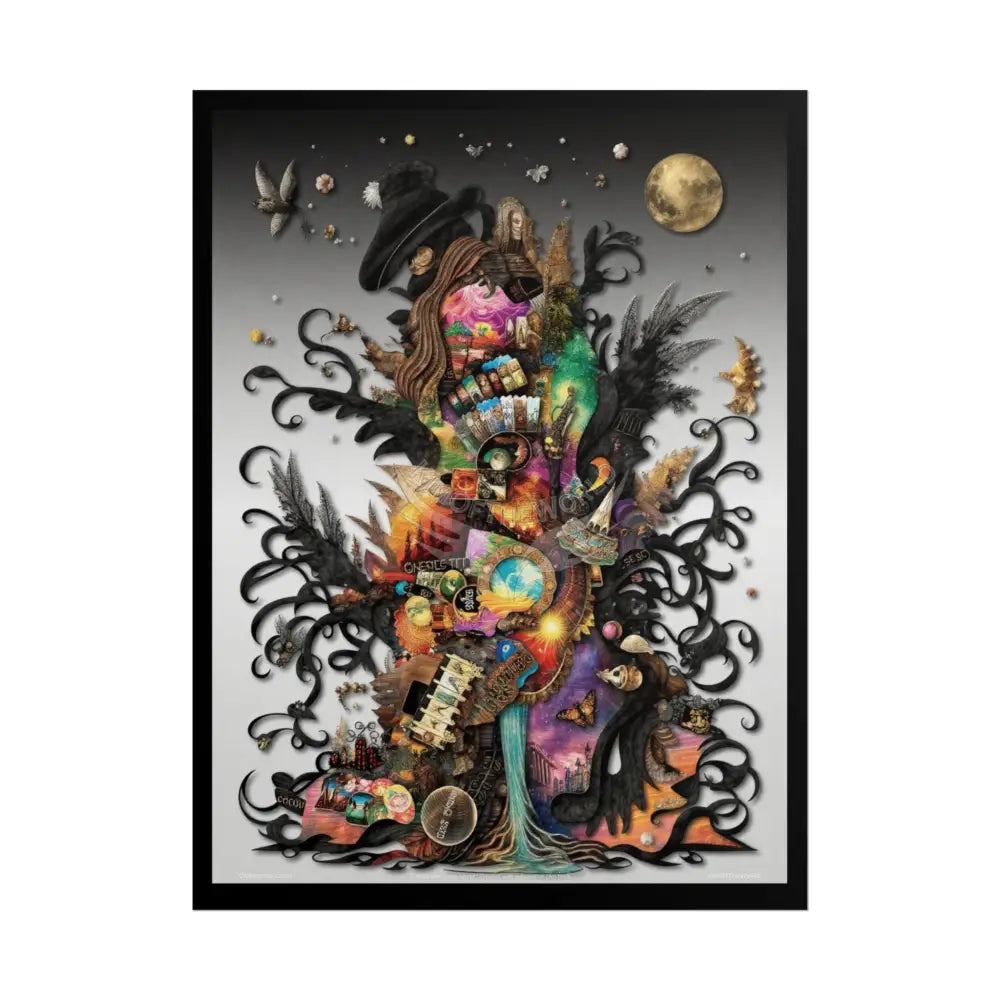 3D Gothic Weird World Pop-Out Multi-Dimension Sunset & Black Matte Bedded Landscapes Collage - rolled poster single set