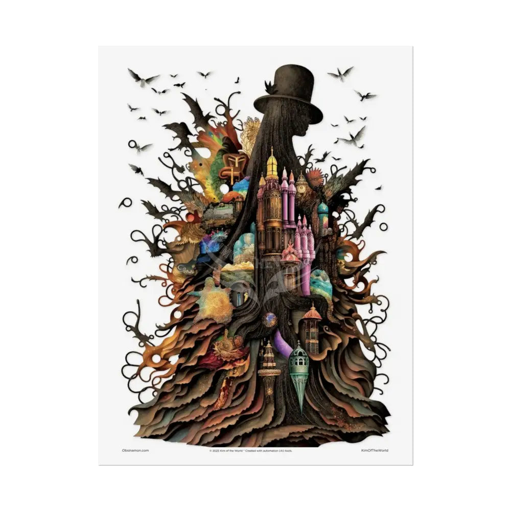 3D Gothic Weird World Pop-Out Multi-Dimension Sunset & Black Matte Bedded Landscapes Collage - rolled poster single set
