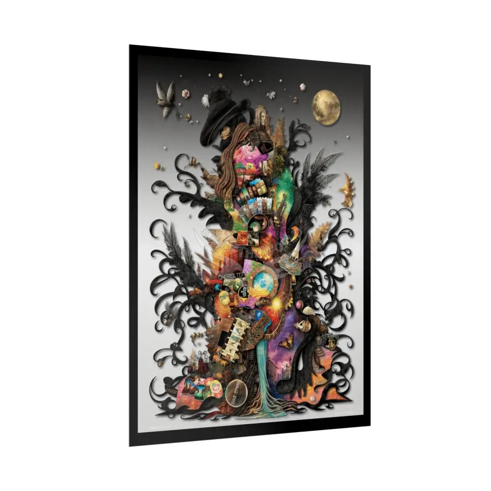 3D Gothic Weird World Pop-Out Multi-Dimension Sunset & Black Matte Bedded Landscapes Collage - rolled poster single set