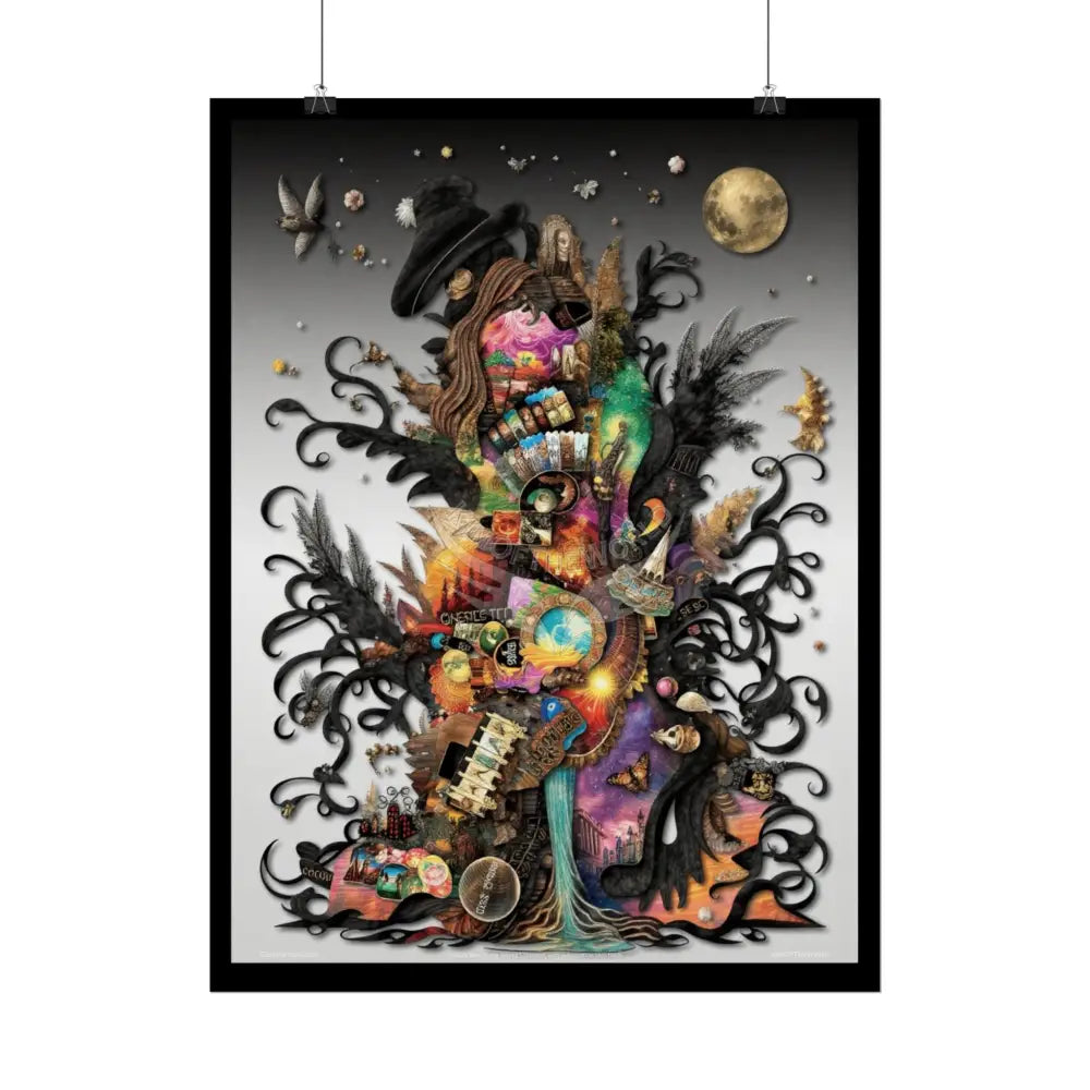 3D Gothic Weird World Pop-Out Multi-Dimension Sunset & Black Matte Bedded Landscapes Collage - rolled poster single set