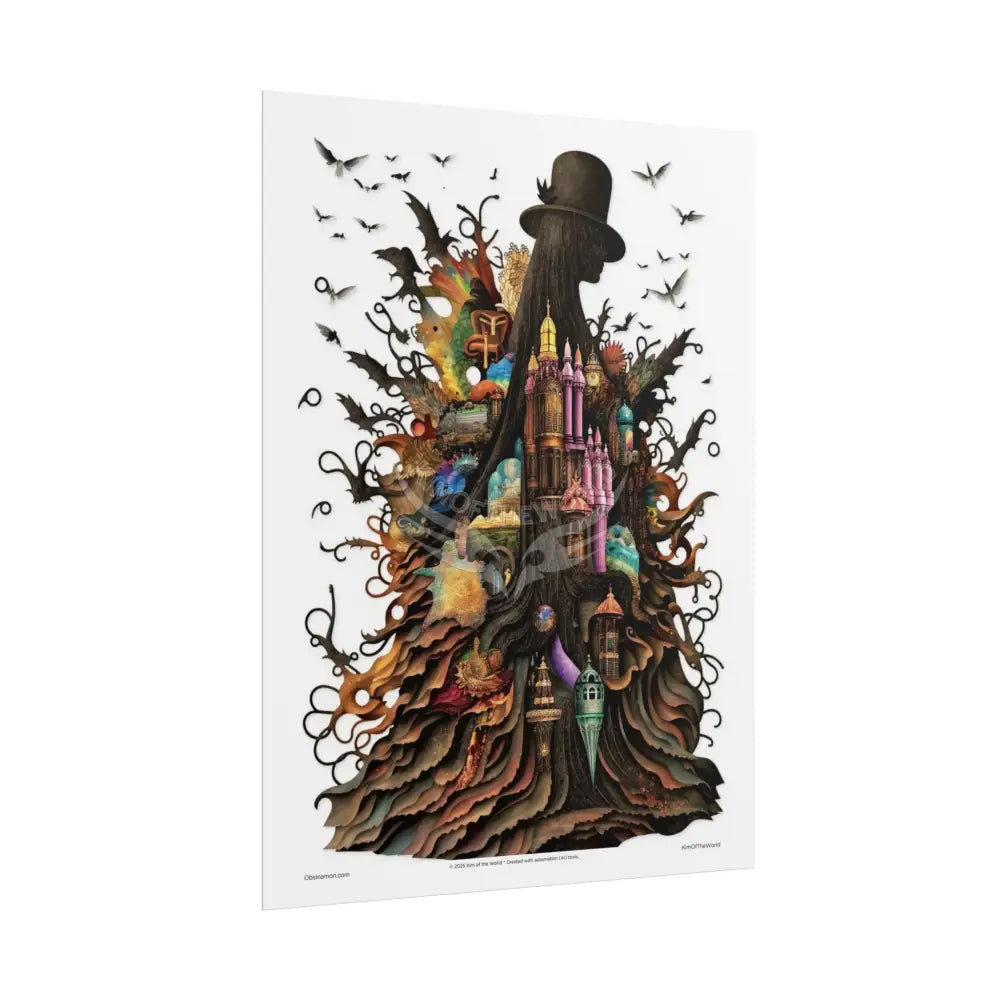 3D Gothic Weird World Pop-Out Multi-Dimension Sunset & Black Matte Bedded Landscapes Collage - rolled poster single set