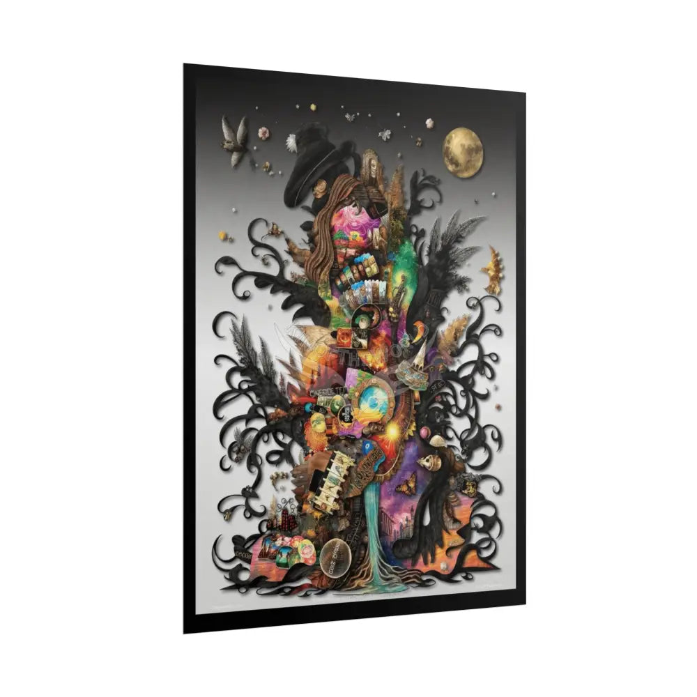 3D Gothic Weird World Pop-Out Multi-Dimension Sunset & Black Matte Bedded Landscapes Collage - rolled poster single set