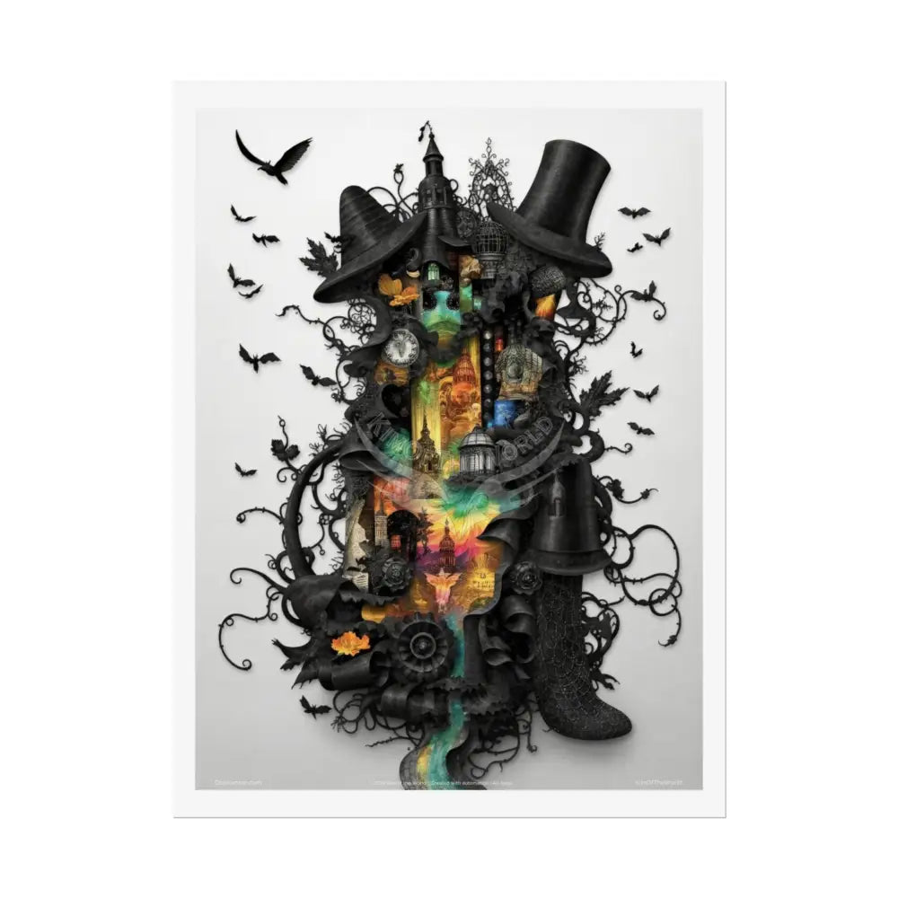 3D Gothic Weird World Pop-Out Multi-Dimension Sunset & Black Matte Bedded Landscapes - rolled poster single set pieces