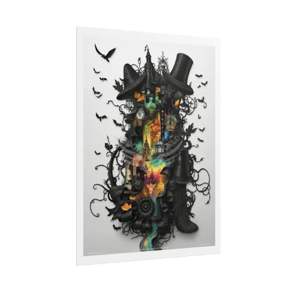 3D Gothic Weird World Pop-Out Multi-Dimension Sunset & Black Matte Bedded Landscapes - rolled poster single set pieces