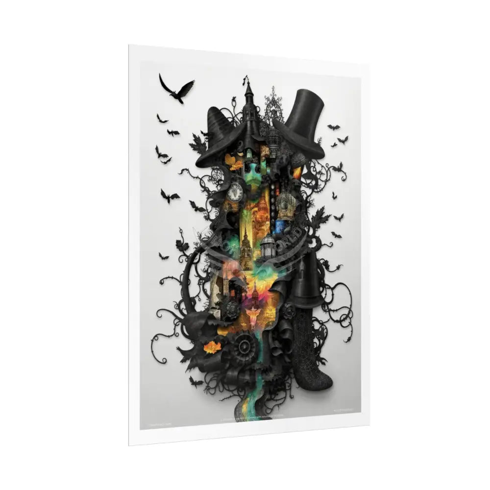 3D Gothic Weird World Pop-Out Multi-Dimension Sunset & Black Matte Bedded Landscapes - rolled poster single set pieces