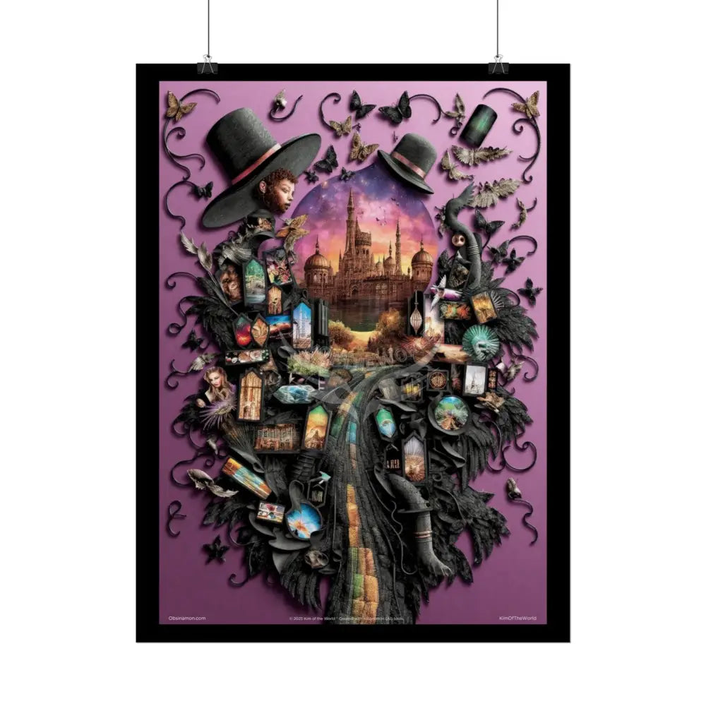 3D Gothic World Pop-Out Multi-Dimension Sunset & Black Matte Bedded Landscapes - rolled poster single set pieces Poster