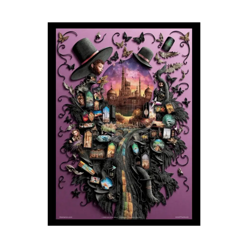 3D Gothic World Pop-Out Multi-Dimension Sunset & Black Matte Bedded Landscapes - rolled poster single set pieces 18″ x