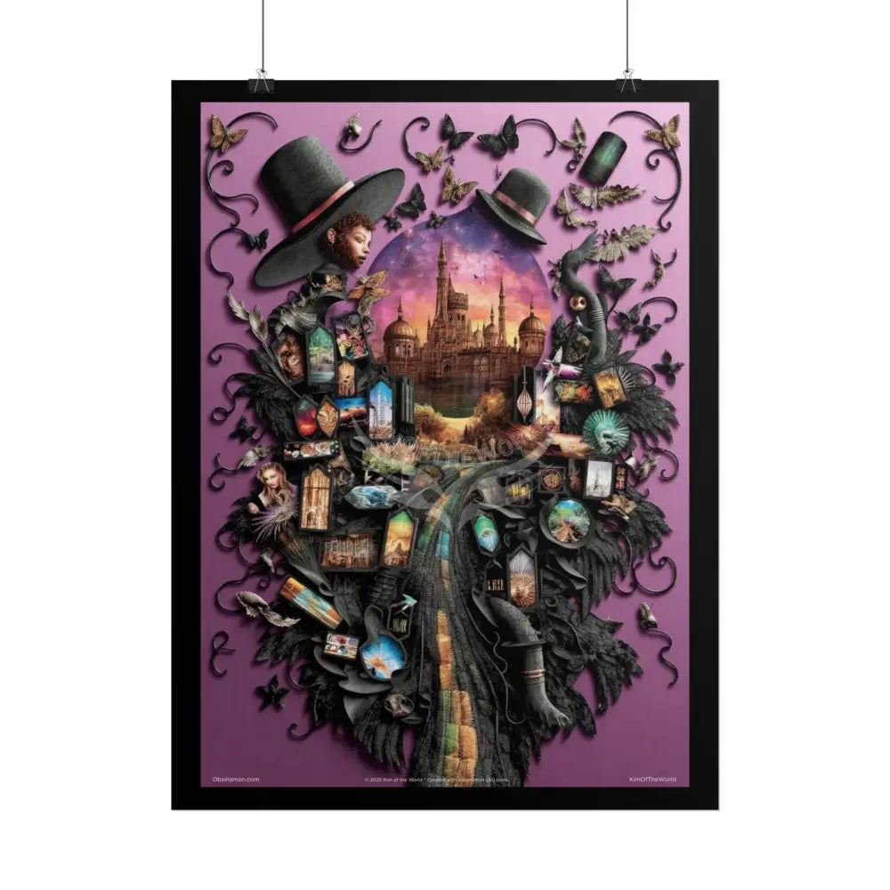 3D Gothic World Pop-Out Multi-Dimension Sunset & Black Matte Bedded Landscapes - rolled poster single set pieces Poster