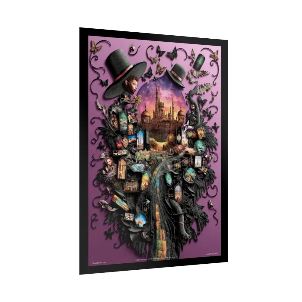 3D Gothic World Pop-Out Multi-Dimension Sunset & Black Matte Bedded Landscapes - rolled poster single set pieces Poster