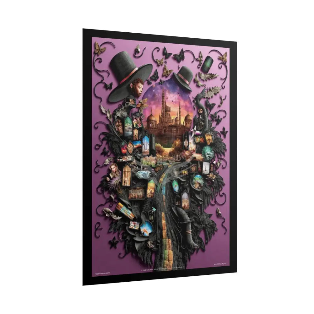 3D Gothic World Pop-Out Multi-Dimension Sunset & Black Matte Bedded Landscapes - rolled poster single set pieces Poster