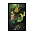 3D Green and Gold Foil Leaf Woman Lady Poster — Nature-Inspired Rolled Framable Print green and gold motif 20″ x 30″