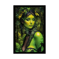 3D Green and Gold Foil Leaf Woman Lady Poster — Nature-Inspired Rolled Framable Print green and gold motif 20″ x 30″