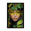 3D Green and Gold Foil Leaf Woman Lady Poster — Nature-Inspired Rolled Framable Print green and gold motif 20″ x 30″