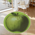 3D Green Apple Soft Round Area Rug with White Border 23.6’’x23.6’’ Rugs & Mats