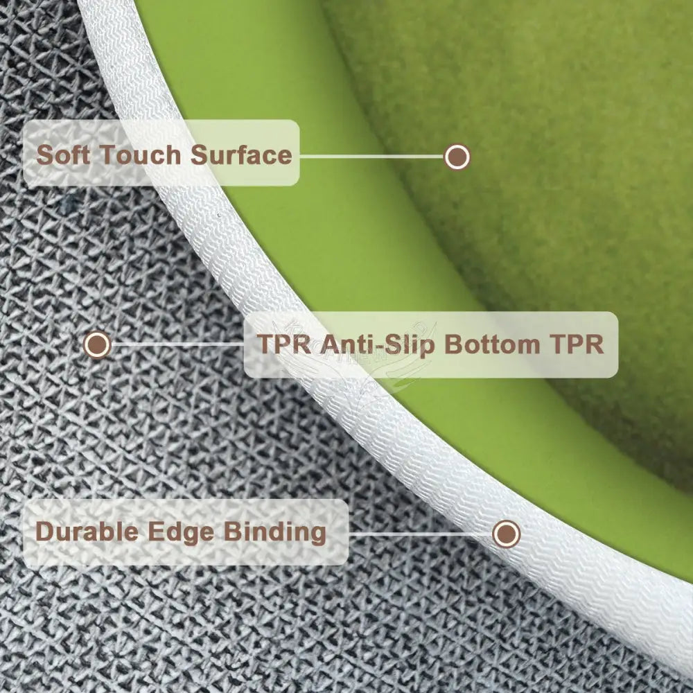 3D Green Apple Soft Round Area Rug with White Border Rugs & Mats