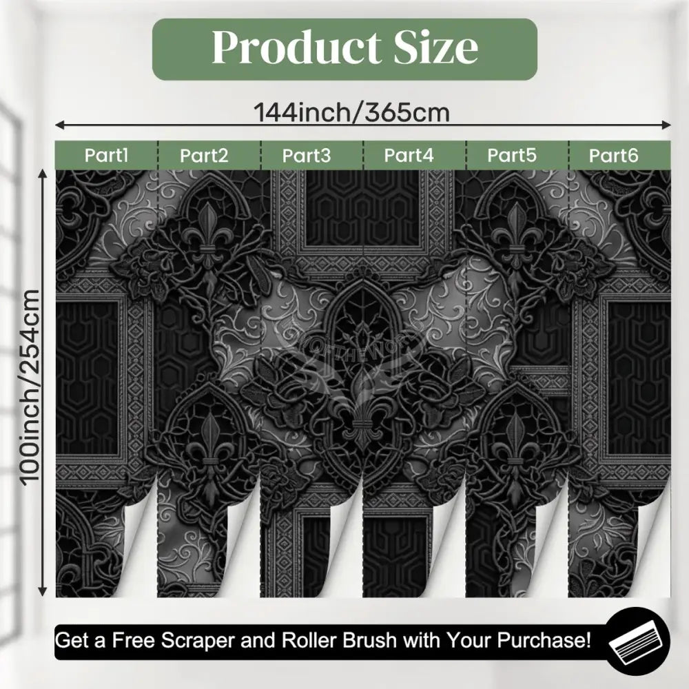 3D Grey and Black Lace Giant Print Unpasted Mural Wallpaper 144’’x100’’ 144’’x100’’ Wall Coverings