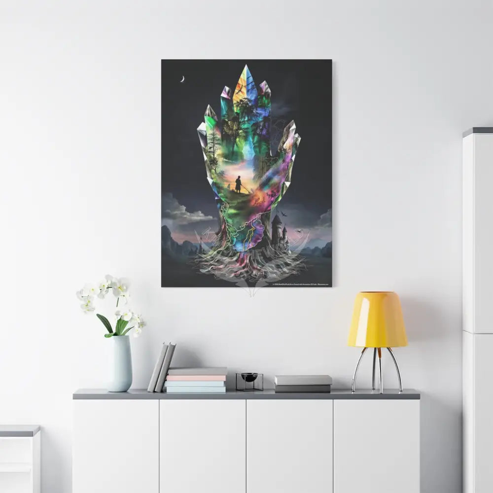 3D Healing Crystal Hand Canvas — Matte Stretched Wall Art Canvas