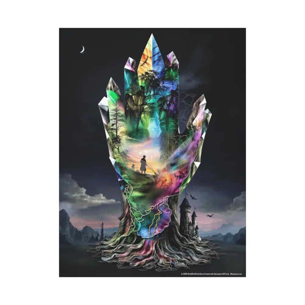 3D Healing Crystal Hand Canvas — Matte Stretched Wall Art 36’’ x 48’’ (Vertical) / 1.25’’ Canvas