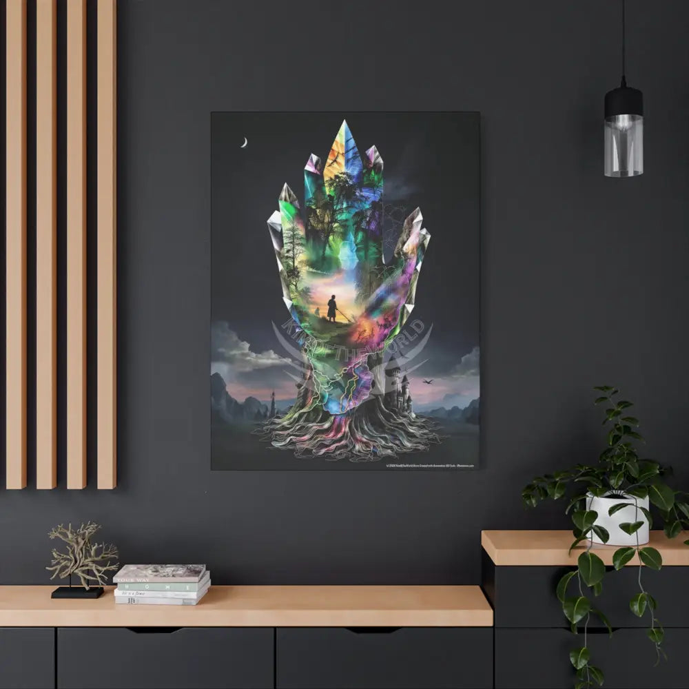 3D Healing Crystal Hand Canvas — Matte Stretched Wall Art Canvas