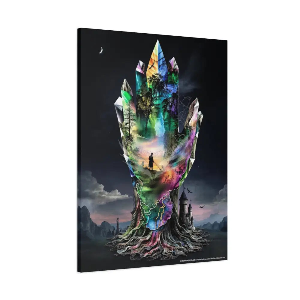 3D Healing Crystal Hand Canvas — Matte Stretched Wall Art Canvas