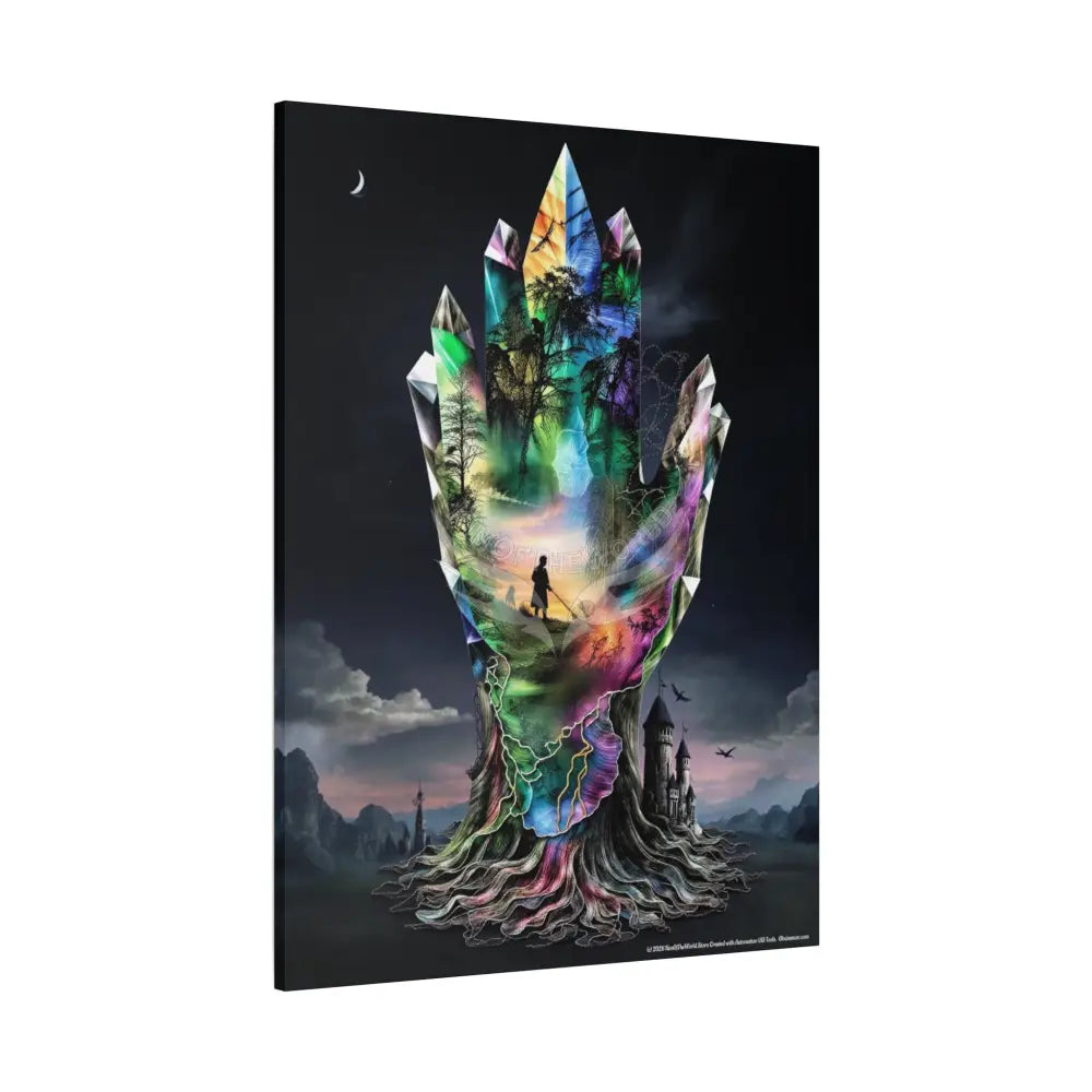3D Healing Crystal Hand Canvas — Matte Stretched Wall Art Canvas
