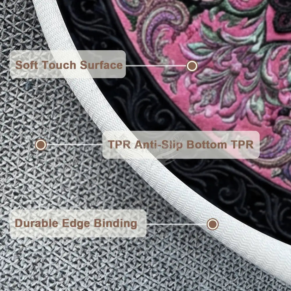3D Inner Tie Dye Design Multicolor Soft Round Area Rug with White Border Rugs & Mats