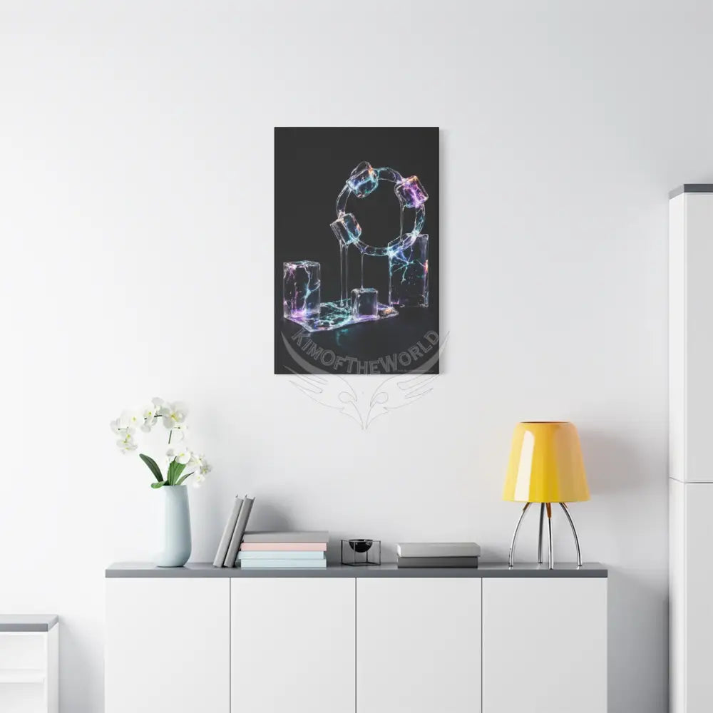 3D Iridescent Lens Cosmic Modern Tech Black Iridescent Block Canvas Print — Dimensional Wall Art Canvas