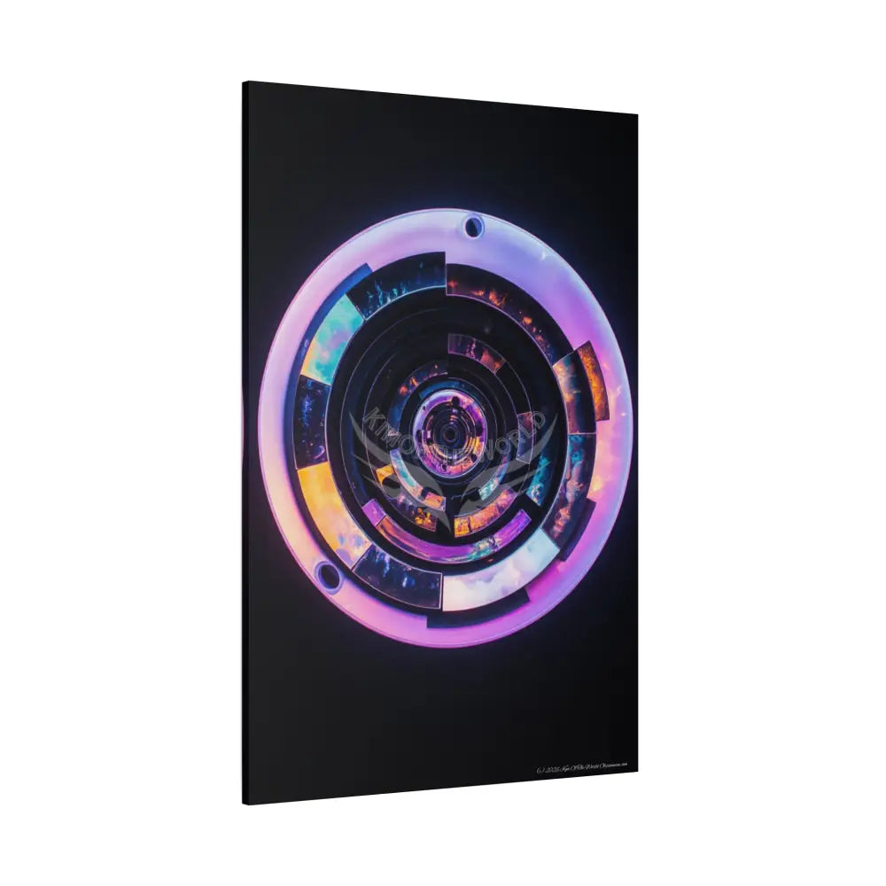 3D Iridescent Lens Cosmic Modern Tech Black Iridescent Block Canvas Print — Dimensional Wall Art Canvas