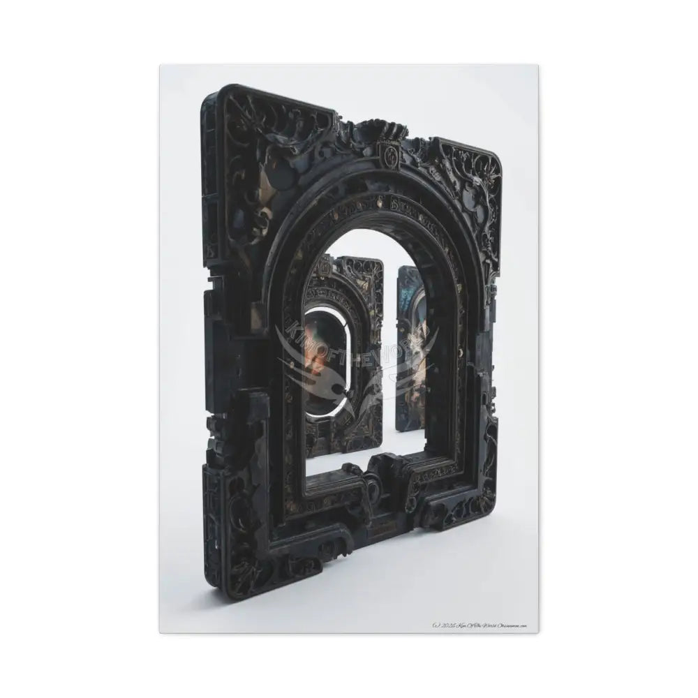 3D Iridescent Lens Cosmic Modern Tech Black Iridescent Block Canvas Print — Dimensional Wall Art 24’’ x 36’’ (Vertical)