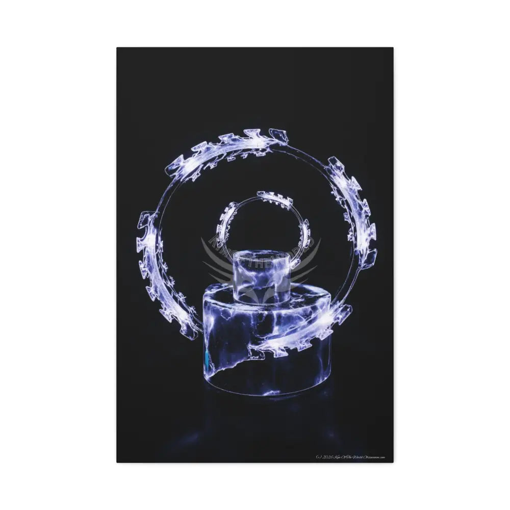 3D Iridescent Lens Cosmic Modern Tech Black Iridescent Block Canvas Print — Dimensional Wall Art 24’’ x 36’’ (Vertical)