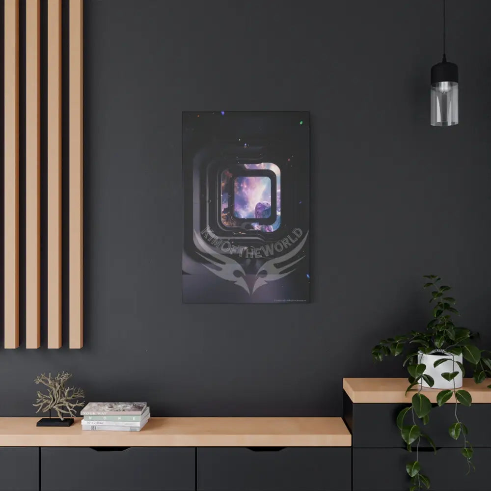 3D Iridescent Lens Cosmic Modern Tech Black Iridescent Block Canvas Print — Dimensional Wall Art Canvas