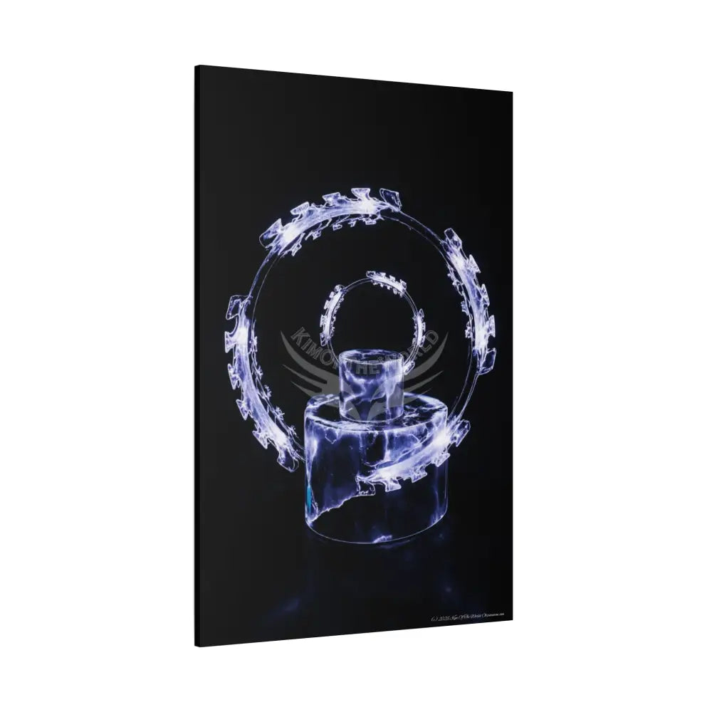 3D Iridescent Lens Cosmic Modern Tech Black Iridescent Block Canvas Print — Dimensional Wall Art Canvas