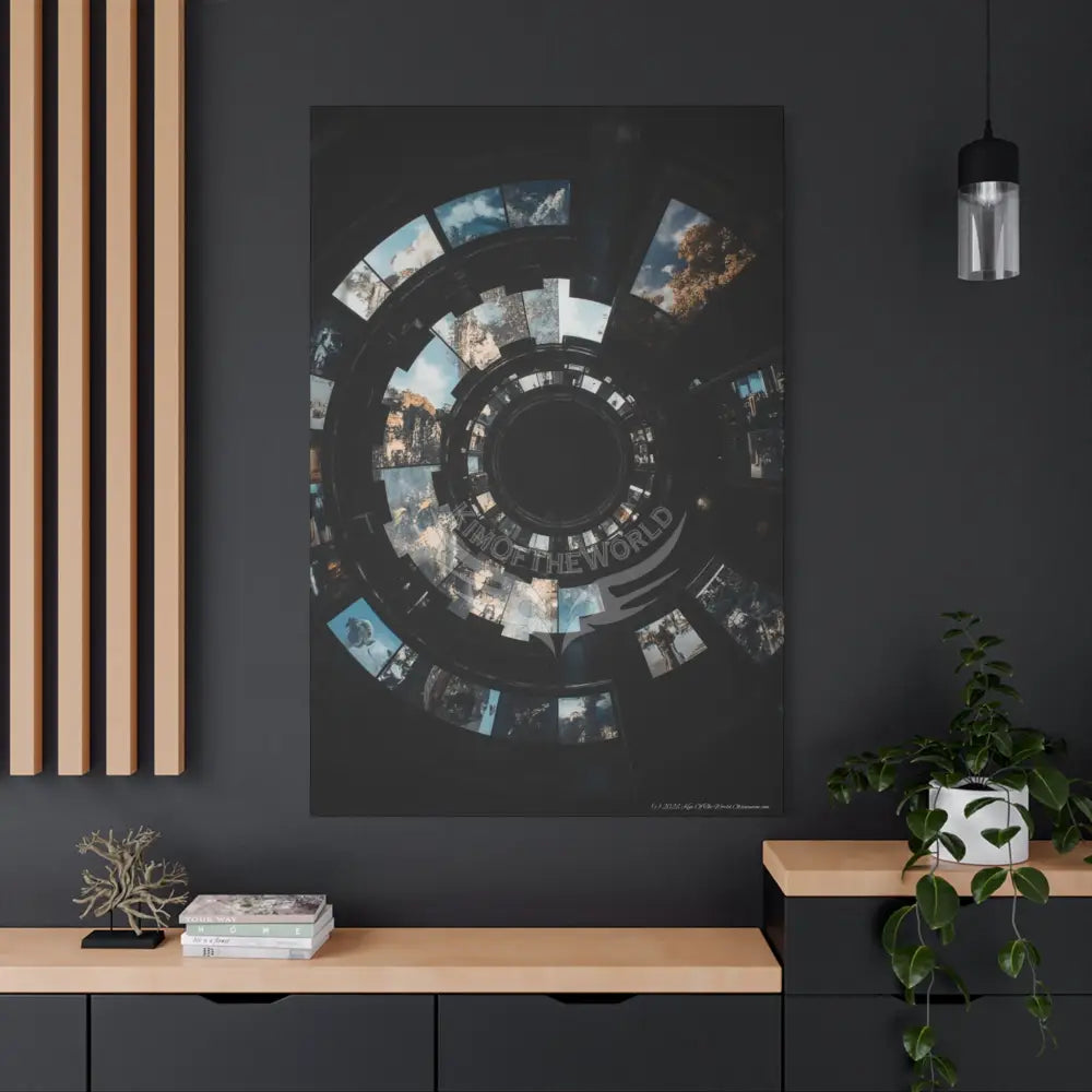 3D Iridescent Lens Cosmic Modern Tech Black Iridescent Block Canvas Print — Dimensional Wall Art Canvas