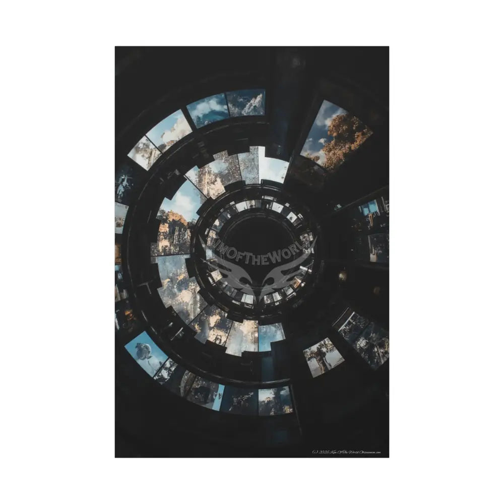 3D Iridescent Lens Cosmic Modern Tech Black Iridescent Block Canvas Print — Dimensional Wall Art 40’’ x 60’’ (Vertical)