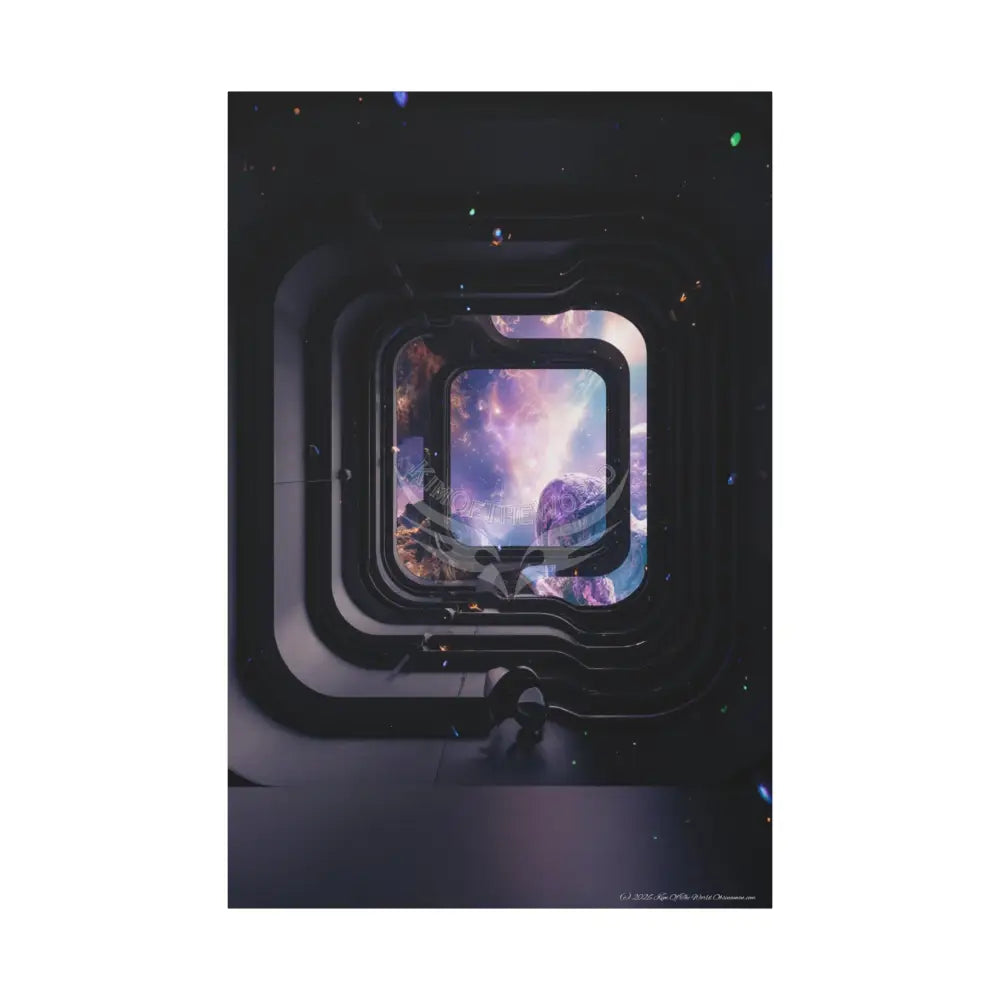 3D Iridescent Lens Cosmic Modern Tech Black Iridescent Block Canvas Print — Dimensional Wall Art 40’’ x 60’’ (Vertical)