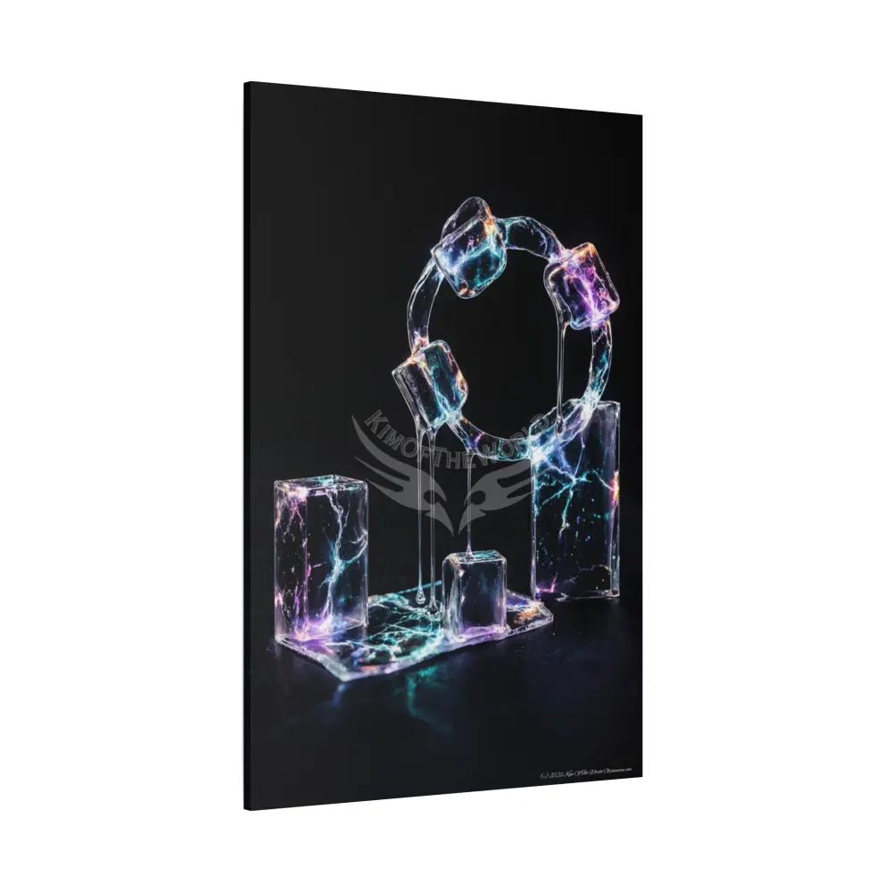 3D Iridescent Lens Cosmic Modern Tech Black Iridescent Block Canvas Print — Dimensional Wall Art Canvas