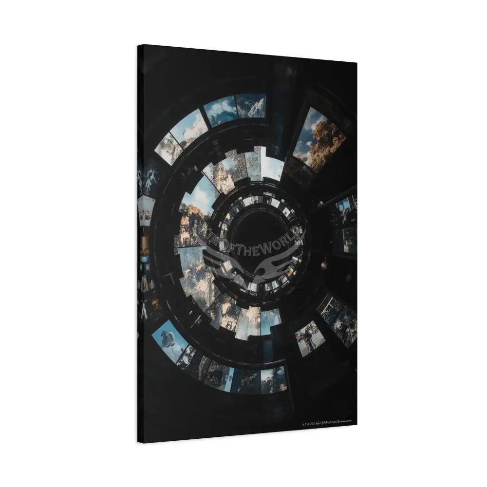 3D Iridescent Lens Cosmic Modern Tech Black Iridescent Block Canvas Print — Dimensional Wall Art Canvas