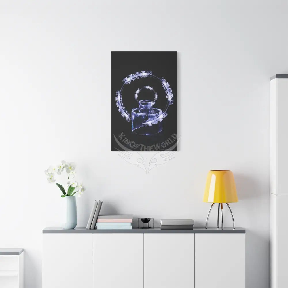 3D Iridescent Lens Cosmic Modern Tech Black Iridescent Block Canvas Print — Dimensional Wall Art Canvas