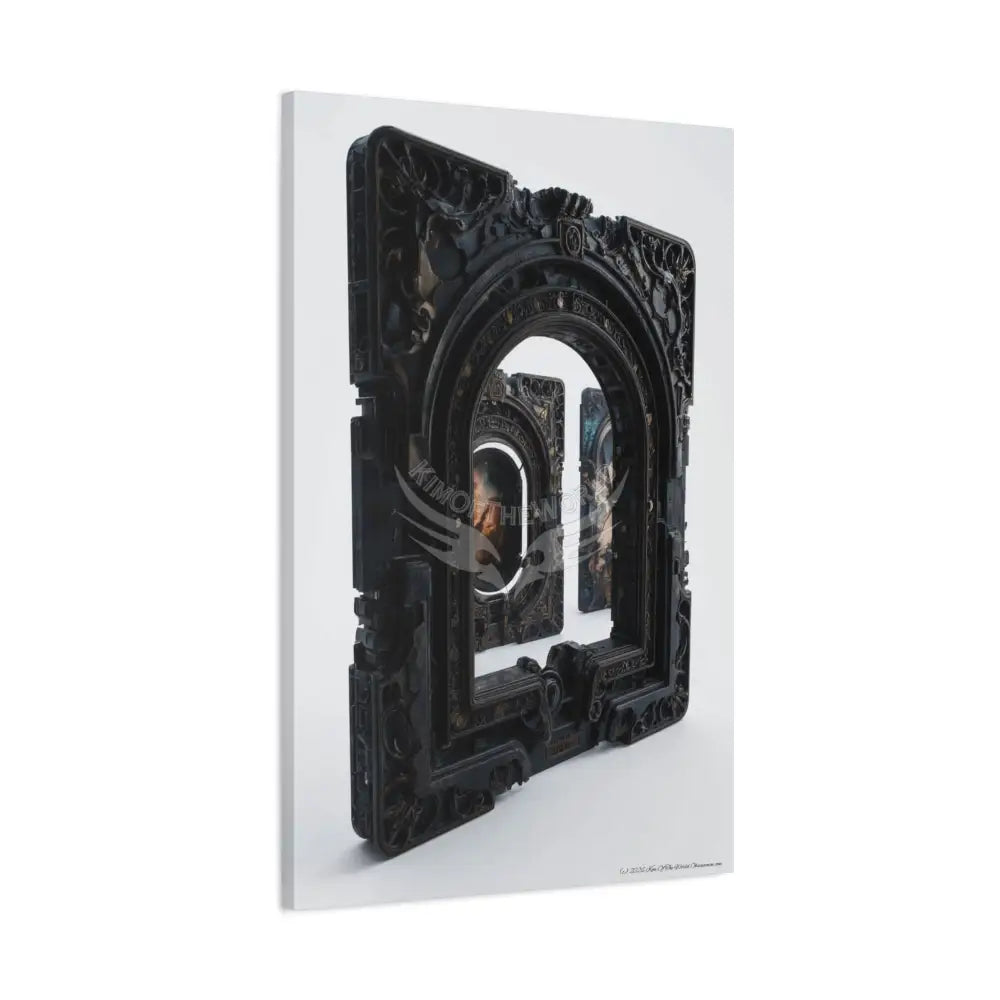 3D Iridescent Lens Cosmic Modern Tech Black Iridescent Block Canvas Print — Dimensional Wall Art Canvas