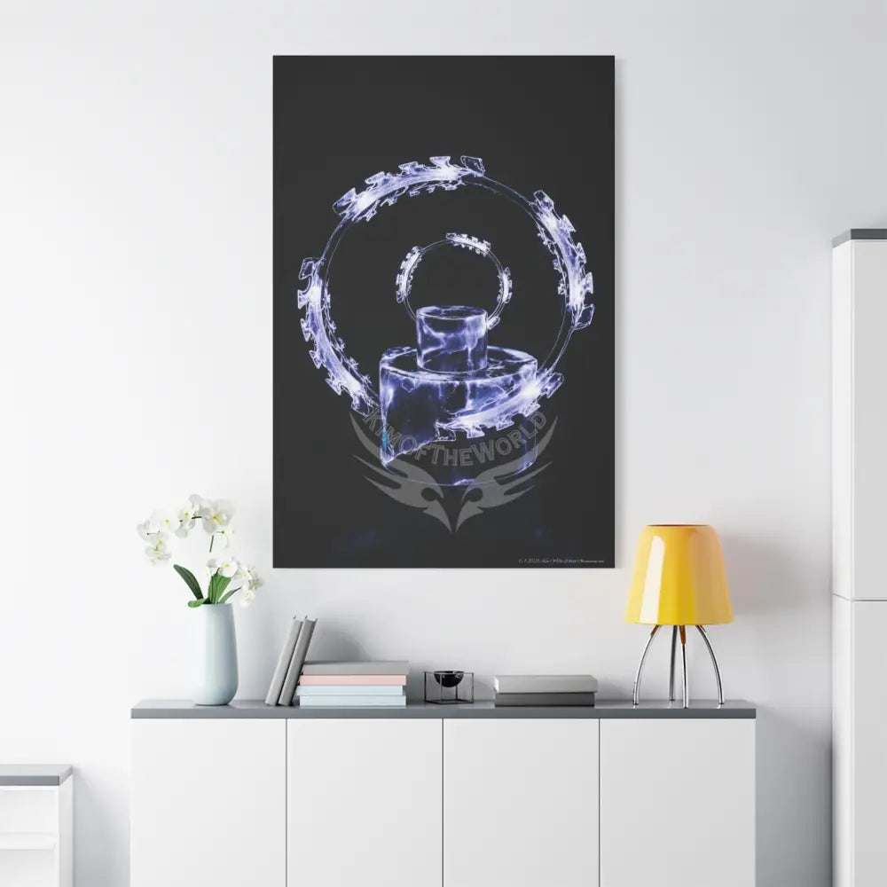 3D Iridescent Lens Cosmic Modern Tech Black Iridescent Block Canvas Print — Dimensional Wall Art Canvas