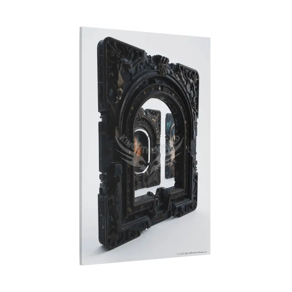 3D Iridescent Lens Cosmic Modern Tech Black Iridescent Block Canvas Print — Dimensional Wall Art Canvas