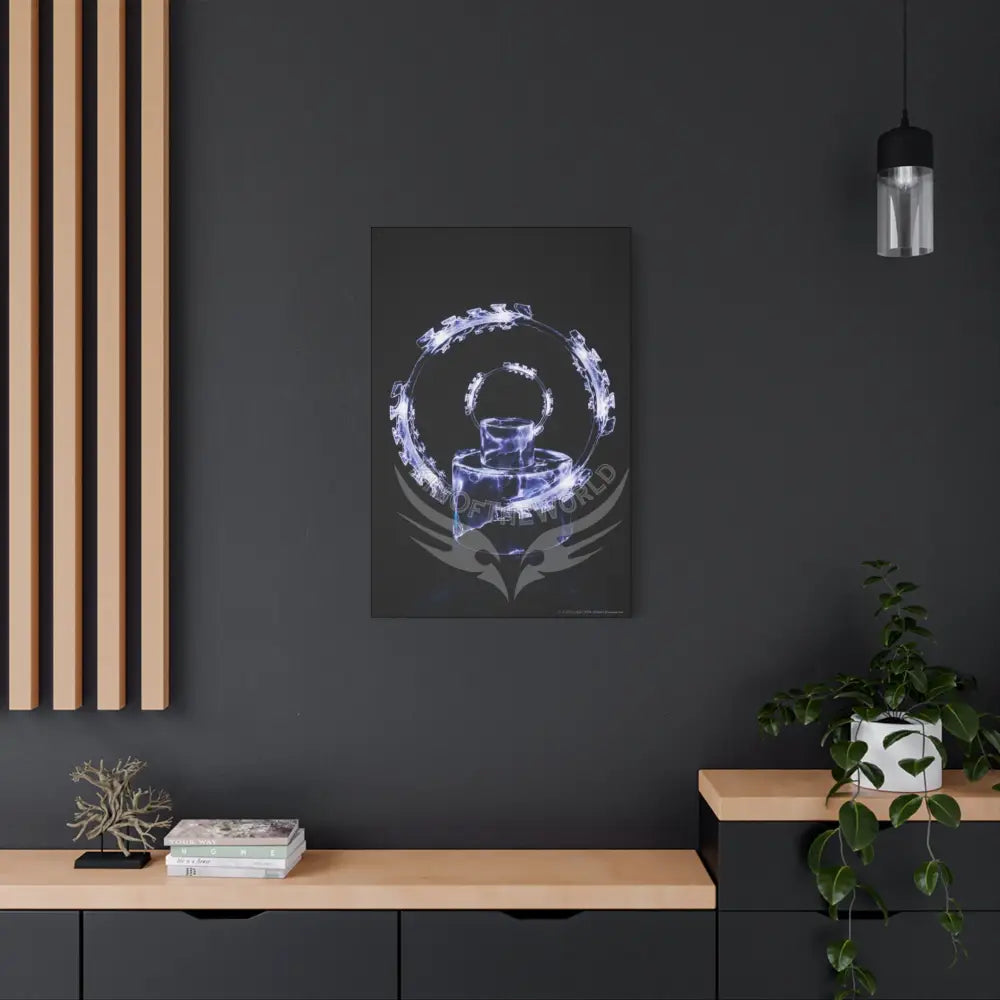 3D Iridescent Lens Cosmic Modern Tech Black Iridescent Block Canvas Print — Dimensional Wall Art Canvas